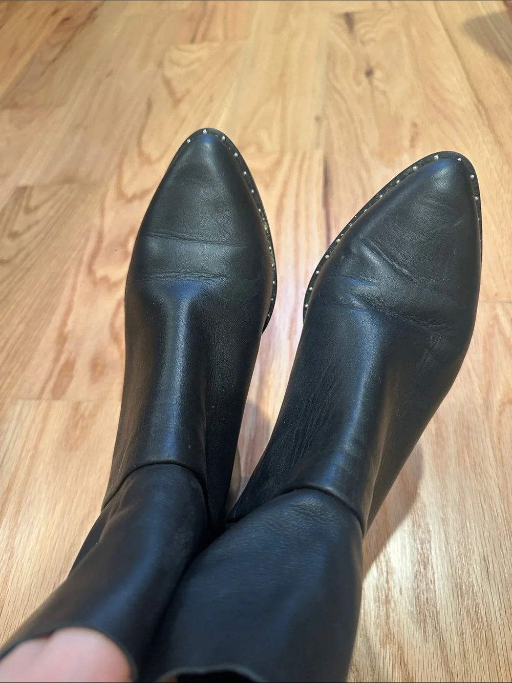 Treasure & Bond Black Pointed Toe Ankle Booties with Block Heel